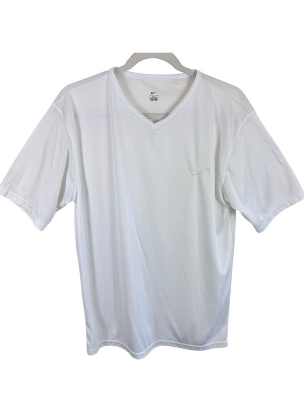 Nike Dr-Fit White Short Sleeve V-Neck Lightweight T-Shirt Men's Size Large